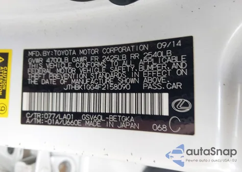 2015 Lexus Es 350 z USA, uszkodzony, nr VIN JTHBK1GG4F2158090